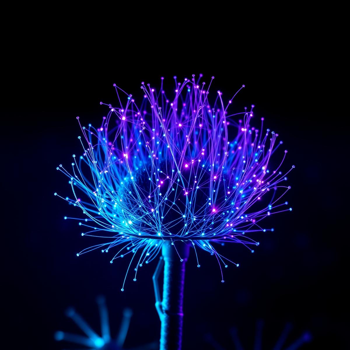 Abstract neural network forming a thistle silhouette